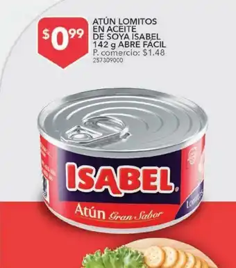 Tia Atún lomitos en aceite de soya isabel 142g abre facil oferta