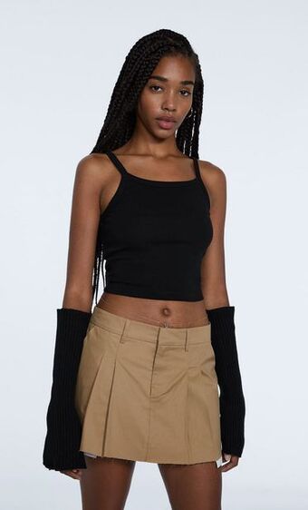 Stradivarius Falda popelín pinzas oferta