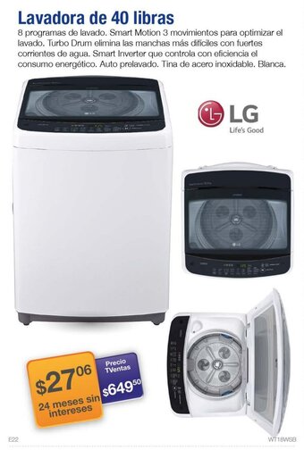 TVentas LG Lavadora de 40 Libras oferta