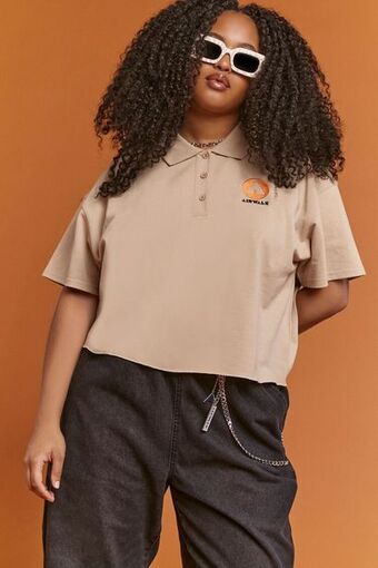 Forever 21 Plus size embroidered airwalk polo shirt oferta