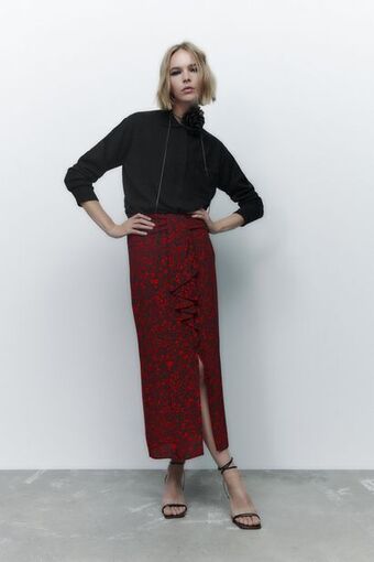 ZARA Falda midi estampado animal oferta