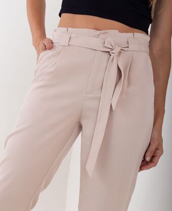 NAF NAF Pantalón para anudar beige oferta