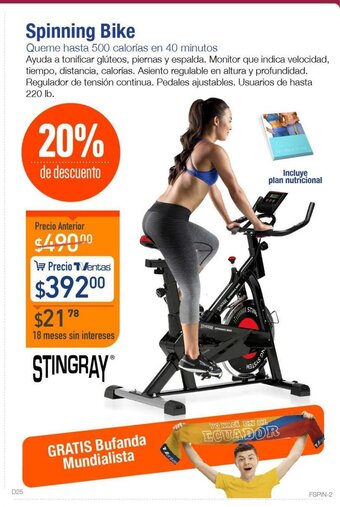TVentas Stingray Spinning Bike oferta