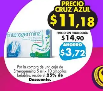 Farmacias Cruz Azul Enterogermina 5 ml x 10 ampollas bebibles oferta