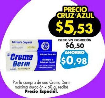 Farmacias Cruz Azul Crema Derm maxima duracion x 60g oferta