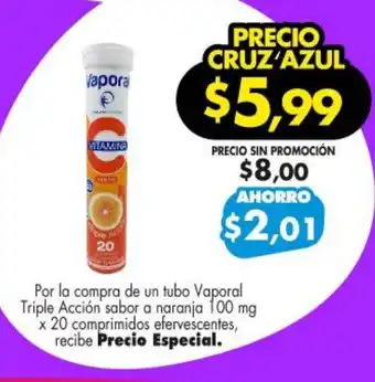 Farmacias Cruz Azul Vaporal Triple Accion sabor a naranja oferta