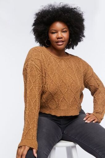 Forever 21 Plus size cable knit sweater oferta