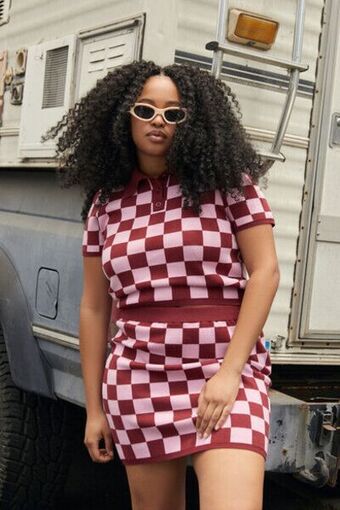 Forever 21 Plus size checkered sweater-knit polo shirt oferta