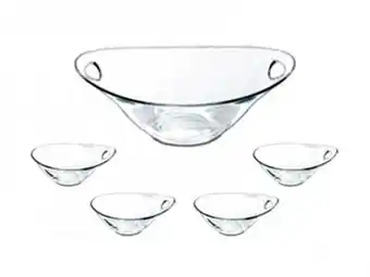 Colineal Set ensaladera + salseros 5pcs vidrio practica c/transparente oferta