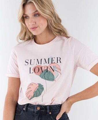 NAF NAF Camiseta estampada rosa oferta