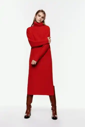 ZARA Vestido largo punto cuello alto oferta