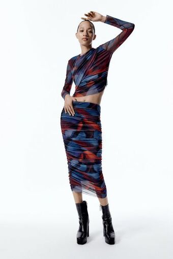 ZARA Falda tul estampada oferta