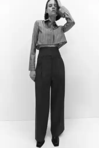 ZARA Pantalón full length cuadro corsetero oferta
