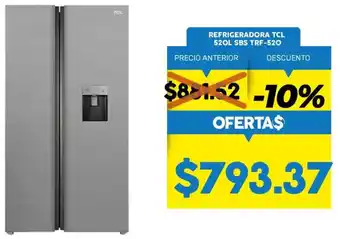 Coral Hipermercados Refrigeradora TCL 520L SBS TRF-520 oferta