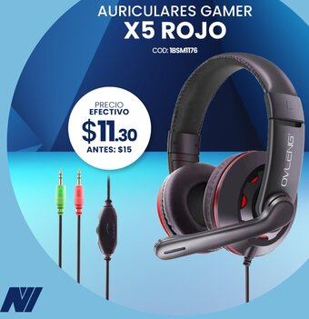 Novicompu Auriculares Gamer X5 Rojo oferta