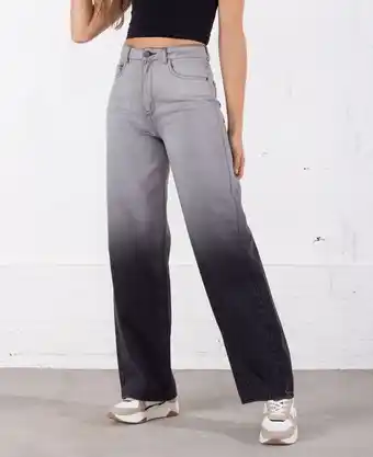 NAF NAF Jean para mujer negro wide leg long tiro súper alto con diseño degradé oferta
