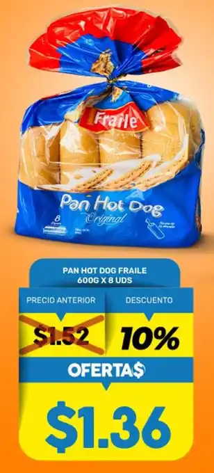 Coral Hipermercados Pan Hot Dog Fraile 600g x 8 Uds oferta