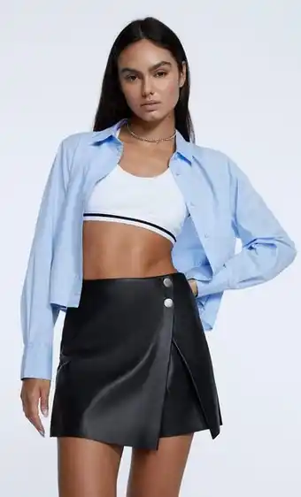 Stradivarius Falda skort cruzada efecto piel oferta