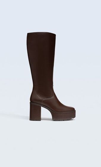 Botas tacón plataforma efecto madera