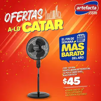 Artefacta Ventilador de Pedestal 16 Pulg 15503 3Vel Mastertech oferta