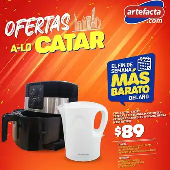 Artefacta Tetera 1,7 L Blanca Mastertech Freidora de Aire 3L 110V 60HZ Negra Mastertech oferta