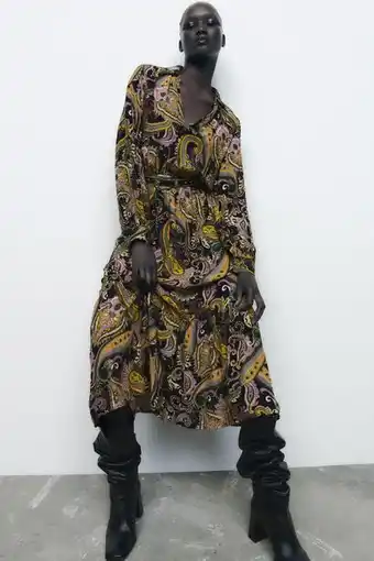 ZARA Vestido estampado cinturón oferta