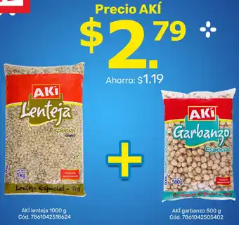 Akí Akí Lenteja 1000g + Akí Gartanzo 500g oferta
