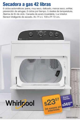 TVentas Secadora a Gas 42 Libras oferta