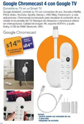 TVentas Google Chromecast 4 con Google TV oferta