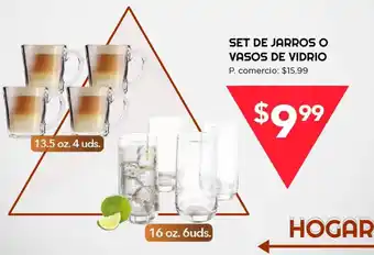 Tia Set de Jarros o Vasos de Vidrio oferta