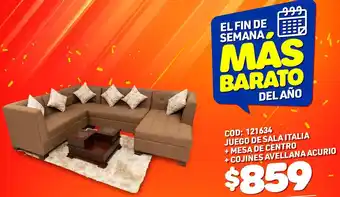 Artefacta Juego de Sala Italia + Mesa de Centro + Cojines Avellana Acurio oferta