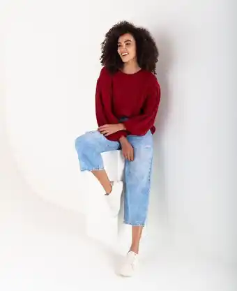 NAF NAF Suéter para mujer manga larga con mangas globo exageradas oferta