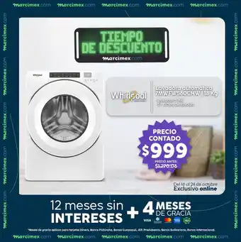 Marcimex Whirlpool Lavadora automatica 7MWFW560CHW 18kg oferta