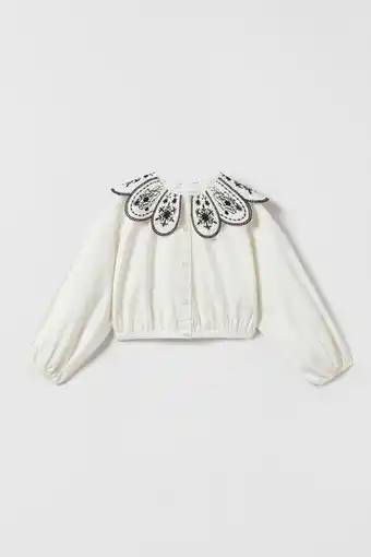 ZARA Camisa bordados contraste oferta