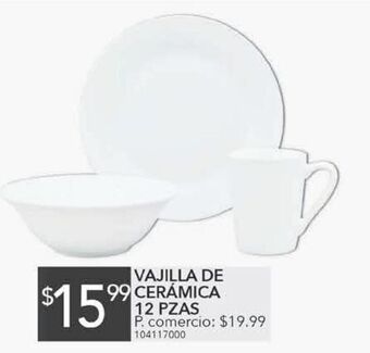 Tia Vajilla de cerámica 12 pzas oferta