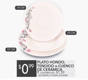 Tia Plato hondo, tendido o cuenco de cerámica oferta