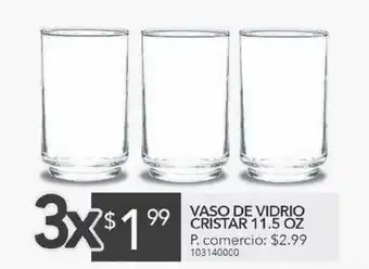 Tia Vaso de vidrio cristar 11,5 oz x 3 oferta