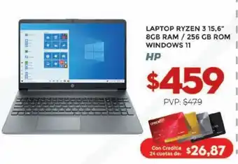 Tia Laptop hp ryzen 3 15,6" 8 gb ram / 256 gb rom win 11 oferta