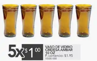 Tia Vaso de vidrio cridesa ambar 10oz x 5 oferta