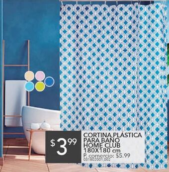 Tia Cortina plástica para baño home club 180 x 180cm oferta