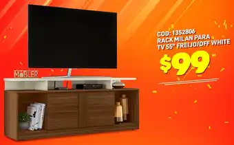Rack Milan para TV 55" Freijo/Off White
