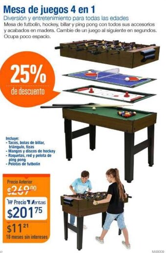 TVentas Mesa de Juegos 4 en 1 oferta