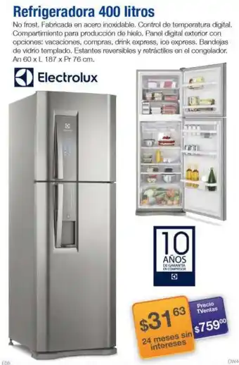 TVentas Electrolux Refrigeradora 400 oferta