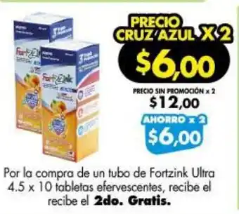 Farmacias Cruz Azul Tubo de Fortzink Ultra 4,5 x 10 Tabletas Efervescentes oferta