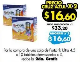 Farmacias Cruz Azul Caja de Fortzink Ultra 4,5 x 10 Tabletas Efervescentes oferta