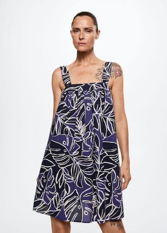 Mango Vestido algodón textura oferta