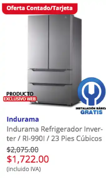 Artefacta Indurama Refrigerador Inverter oferta