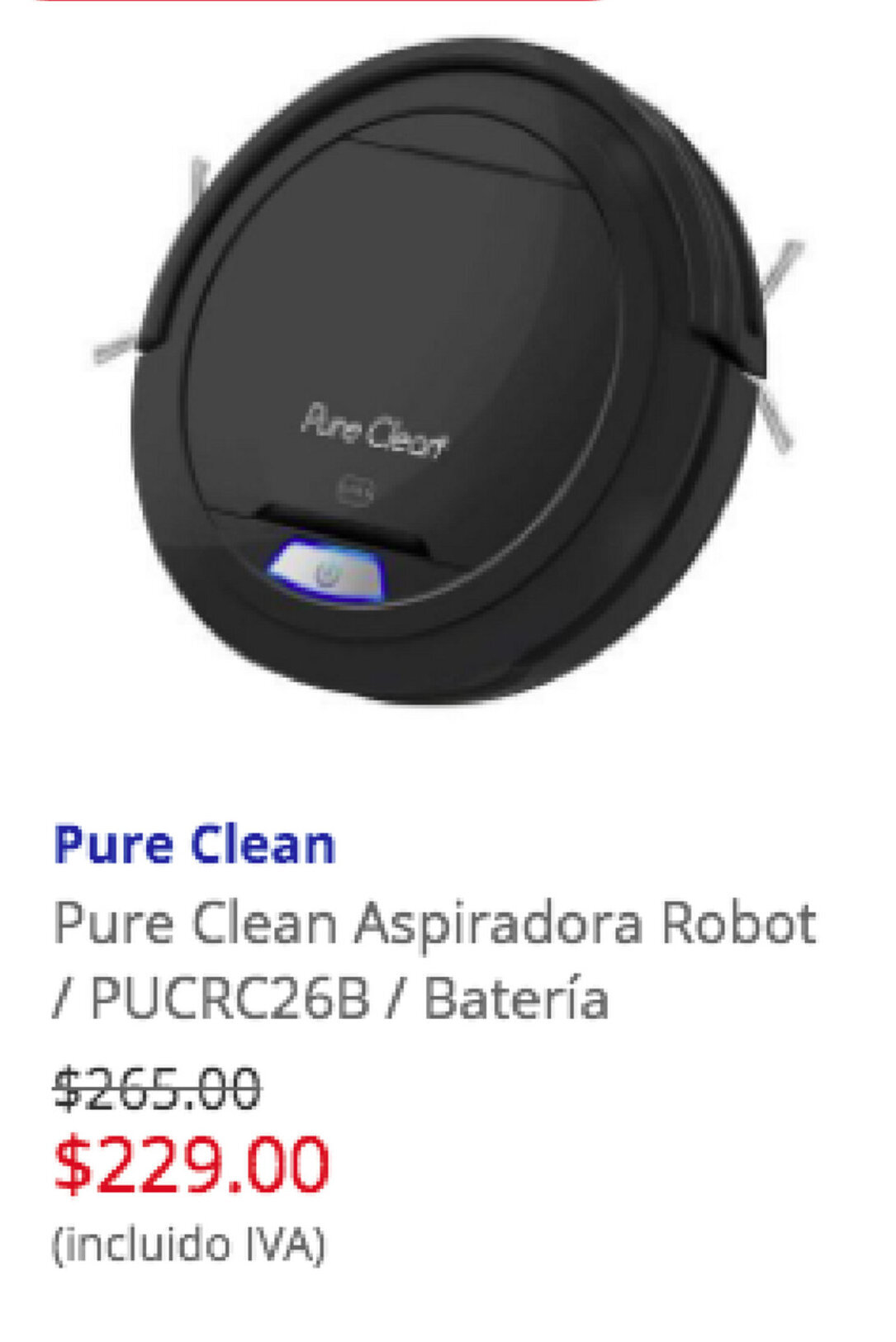 Pure Clean Aspiradora Robot oferta en Artefacta