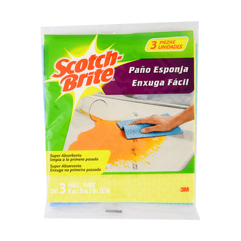 Akí Scotch brite paño absorbente x 3 u yapa scotch brite esponja de colores x 1 oferta