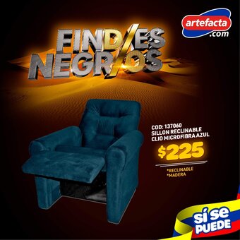 Sillon Reclinable Clio Microfibra Azul